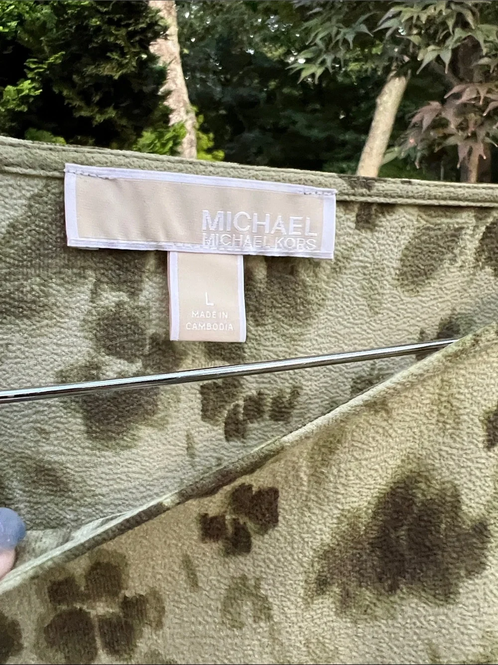 Michael Kors Olive Green Floral-Print Tunic Top
